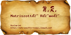 Matriszottó Rómeó névjegykártya